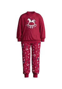 CALIDA - Kinder Bündchen-Pyjama aus reiner Bio-Baumwolle Family & Friends - deep red