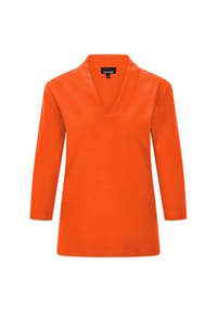 GOLDNER - Kurzgröße:  Elegantes Basic-Shirt mit V-Ausschnitt - graugrün