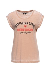 QUEEN KEROSIN - Print-Shirt mit Frontprint Heartbreak Garage - rosa