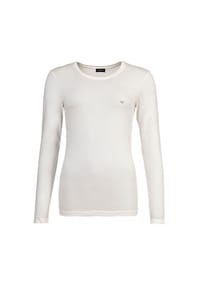 EMPORIO ARMANI - Damen Langarmshirt, Rundhals - ESSENTIAL STUDS, Viskose Stretch - Weiß