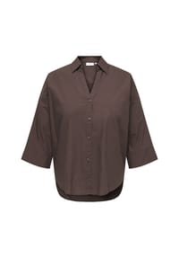 ONLY CARMAKOMA - Hemdbluse, Baumwolle, für Damen - 237375 COFFEE BEAN