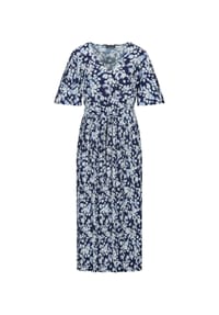 GOLDNER - Wickelkleid mit floralem Design - marine / weiß / geblümt
