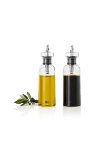AdHoc® - Set Öl- und Essigspender AromaPour, mit original AdHoc PreciseFlow, Glas / Edelstahl / Silikon - Glass grey