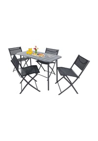 VCM. - 5-tlg Gartenmöbel Set | Sitzgruppe Essgruppe | 1xTisch, 4x Stühle | Tisch Maße ca. H. 72 x B. 110 x T. 55 cm | Klappbar | Garten Set - Sumila - Rot