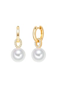 Luluandjane - Creolen gelbgold Zirkonia weiß Glasperle weiß - weiß