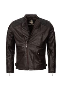 Rock Creek - Lederjacke Biker-Style Regular Fit - Dunkelbraun