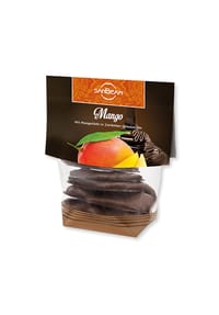 sanBeam® - Schokolierte Mangostreifen mit Mangolikör - 