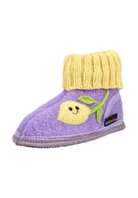 HAFLINGER - Wolle Hausschuhe HÜTTENSCHUH ZITRONE - Violett