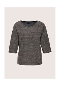 MADELEINE - Sweatshirt mit Halbarm, Glanzgarn - kiesel / silberfarben / marine