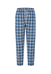 El Búho NOCTURNO® - Lange Premium-Schlafanzughose für Herren, Flanell, kariert - blau/grau