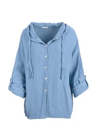 Seasons of April - Bluse Musselin Camila Oversized Musselinbluse aus 100% Baumwolle: Halbarm & mit Kapuze - creme
