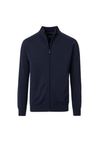 CASAMODA - Strickjacke, Stehkragen, Baumwolle, uni, für Herren - Schwarz