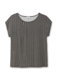 sheego - Kurzarmshirt - schwarz-gemustert