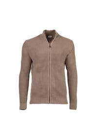 JOOP! JEANS - Herren Strickjacke - Hajoros, Baumwolle, Grobstrick, Zipjacke, Stehkragen, Reißverschluss - Beige