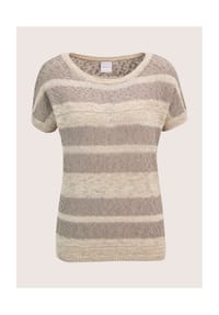 MADELEINE - Kurzarm-Pullover mit Glanz-Effekt - berber / cappuccino / gold