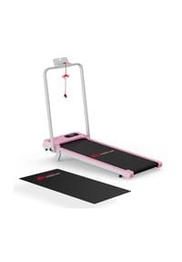 HOME FITNESS CODE - 2-in-1 Laufband T7 mit Handlauf, LED-Display, Zuhause, Trainingsmatte, Rosa - 