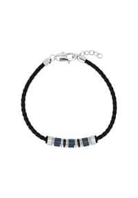 TOM TAILOR MEN - Herren Armband, Edelstahl mit Leder - SCHWARZ