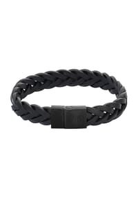 REBEL & ROSE® - Armband, Leder/Edelstahl - FULL METAL BRAIDED BLACK BLACK