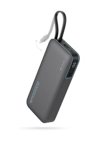 MANIKE - Leistungsstarke 20000 mAh Powerbank mit integriertem USB-C-Kabel, 45W Schnellladefunktion & LED-Display - schwarz