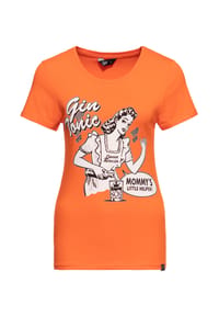 QUEEN KEROSIN - Print-Shirt mit vintage Front Print im Pin-up Design Gin Tonic - orange