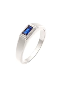 KUZZOÍ - Ring Siegelring Synthetischer Saphir Blau 925 Sterling Silber - Gold