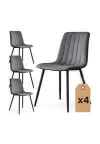 Akord - Livo Gesteppte Esszimmerstühle aus Samt, 4er-Set - beige