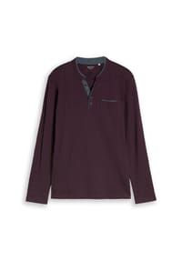 TOM TAILOR - Langarmshirt, Henley-Ausschnitt, für Herren - 40038 NAVY WHITE