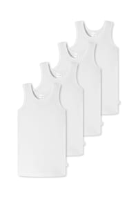 SCHIESSER - Unterhemd / Tanktop 4er Pack Kids Boys 95/5 Organic Cotton - Blau / Weiß