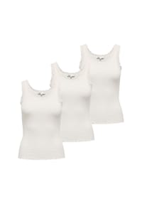 ONLY® - Damen Top 3er Pack - ONLSARA SHARAI LIFEW TANK TOP, Spitze, gerippt, Rundhals, Baumwolle - Weiß