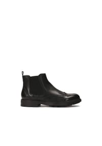 Kazar - Schwarze Chelsea-Stiefel aus Leder mit durchbrochener Verzierung - Schwarz