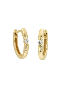 MONCARA - Damen Creolen, 375er Gold, 2 Diamanten zus. ca. 0,05 Karat - Gelbgold