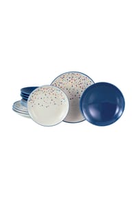 CreaTable - Joy Dots Blau-bunt, Tellerset 12-tlg - blau
