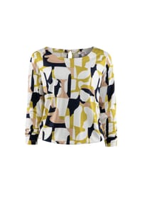 STOOKER® - MARIE  PRINT Damen Shirt 3/4-Arm - blue abstract aop