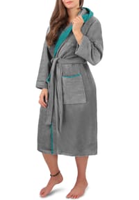 normani® - Damen Wellness-Bademantel aus 100% Baumwolle - Grau/Hellgrau