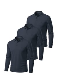 normani® - 3er Set Herren Langarm Poloshirt Lyroe - Anthrazit