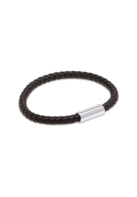 timi OF SWEDEN - Armband Oliver weiches Leder mit Edelstahlakzenten - braun/silber