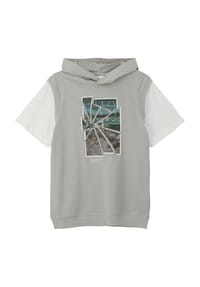 s.Oliver - T-Shirt, Kapuze, Print-Motiv, für Kinder - 9114 GREY/BLACK