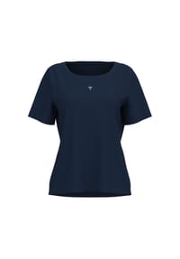 JOOP! - Damen T-Shirt mit Logo-Print - Cosy, Kurzarm, Rundhals, Cotton Stretch - Blau