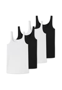 SCHIESSER - Unterhemd / Top 4er Pack Teens Girls 95/5 Organic Cotton - Schwarz