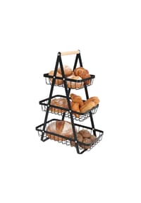 Cheffinger - 3-stöckiges Metallregal – Aufbewahrungskorb für Küche, Bad & - Schwarz 32,5 × 18 × 49 cm