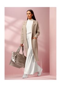 heine - Strickmantel - sand-beige-gestreift