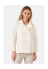 RICANO - zweireihiger Damen Leinenjacke Fiorella, mit gemustertem Innenfutter - Beige