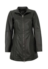 MADDOX - Damen Ledermantel Longjacke Lammnappa schwarz - schwarz