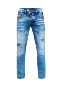 RUSTY NEAL® - Jeans YOKOTE mit farblich abgesetzten Details - Black Used