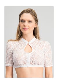 STOCKERPOINT - Dirndlbluse, florale Spitze, Schlüsselloch-Ausschnitt, für Damen - WEISS