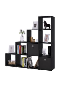 VCM. - Holzregal stehend | platzsparendes Regal | Maße:  H. 139 x B. 143 x T. 29 cm | Elegantes Regal stehend | Aufbewahrungsregal | Bücherregal  | Treppenregal - Napoli - Buche