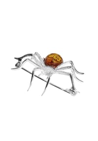 OSTSEE-SCHMUCK® - Brosche , Spinne 40 x 36 mm , Silber 925/000 - silber
