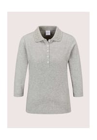 MADELEINE - Poloshirt mit Zierstein-Kragen - steingrau / melange