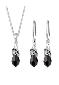 elli. - Schmuckset Tropfen Silber, Mit Kristallen Von Swarovski® - Schwarz