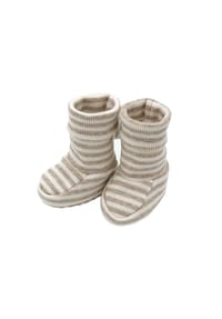 maximo® - GOTS BABY-Schuhe,langer Schaft Ringel - hellbraunmeliert